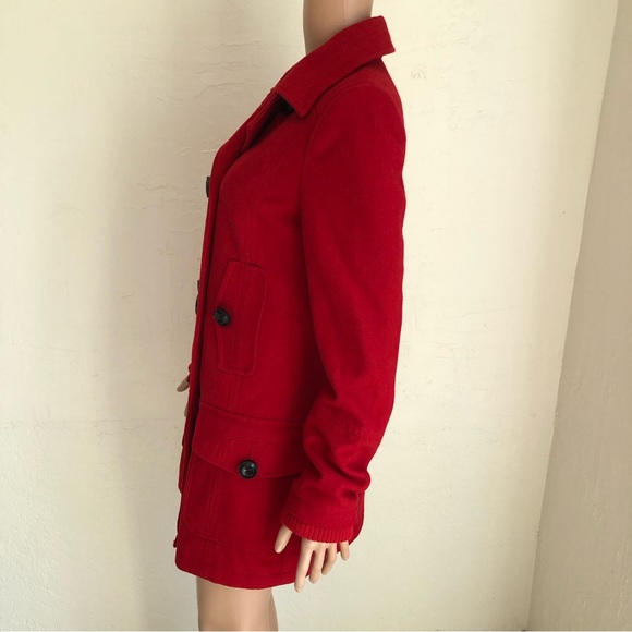 MNG Red Wool Blend Trench Winter Coat Jacket Casual Sportswear Women’s Size M - Picture 4 of 16